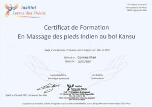 Certificat Massage des pieds Indien au Bol Kansu